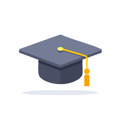 Academic Graduation Cap Mortarboard with Tassel Flat Design Illustration
