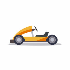 Yellow Go Kart Racing Car Sport Recreation Vehicle Side View Flat Design Style