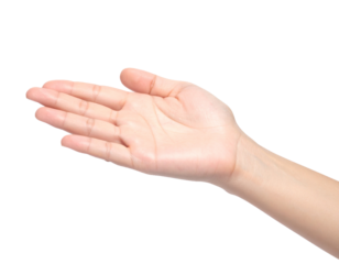 Female Hand with Natural Manicure Isolated on White Background