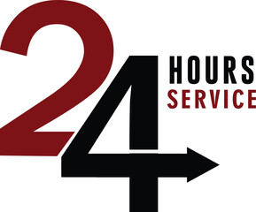 Fototapeta premium HAND MADE 24 hours service vector illustration concept for business availability isolated on white background