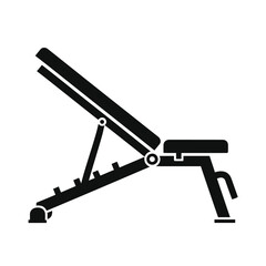 Black adjustable weight bench icon on white background fitness exercise