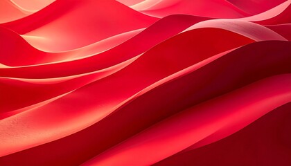 Abstract red gradient texture with layered ribbon-like waves and soft light transitions, ideal for elegant design and atmospheric digital art.