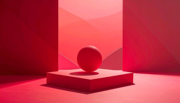 Minimalist red gradient composition with geometric shapes and soft lighting, ideal for modern design and abstract visual art.