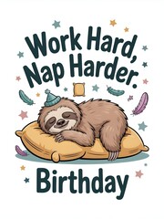 Funny cozy design with the quote Work hard, nap harder with pillow icon