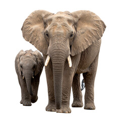 Obraz premium Transparent PNG of a family of elephants—mother, father, and baby—perfect for wildlife, nature, family, animal illustrations, conservation, and educational designs