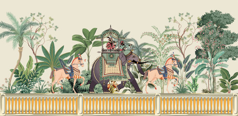 Vintage Mughal Style garden, Mughal Wedding Background, Indian Wedding, Elephant,Horse   © Sharif