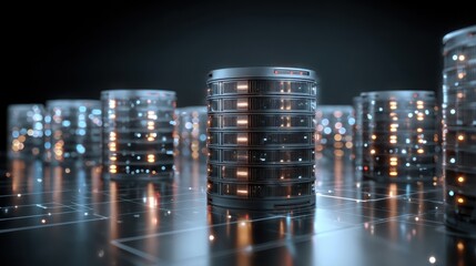 Data Silos: Database Server with Network Storage and Relational Tables Concept