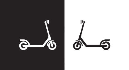 Minimalist Electric Scooter Vector Icon Graphic in Black and White