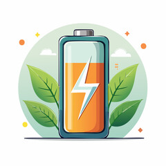 Fototapeta premium Illustration vectorielle minimaliste d’une batterie d’énergie