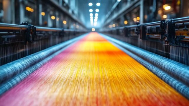 Colorful Fabric Production - A Dynamic View of Textile Manufacturing.