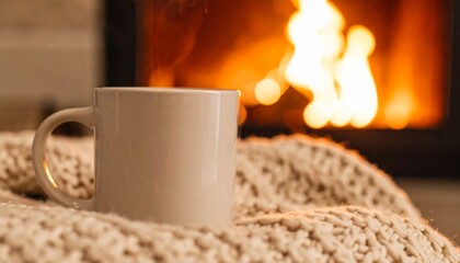 Cozy Mug of Tea by the Fireplace.