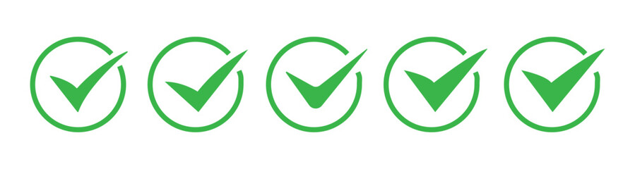 Set of Checkmark with tick mark checkbox icon. green checkmark sign for app, ui, website. vector illustration.