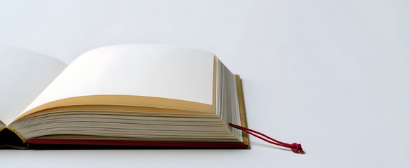 One bookmark saves a spot in a book on a plain white background