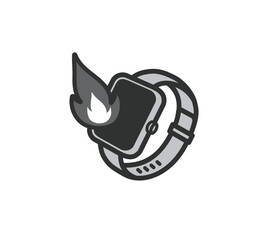 スマートウォッチ　発火事故のアイコンイラスト
