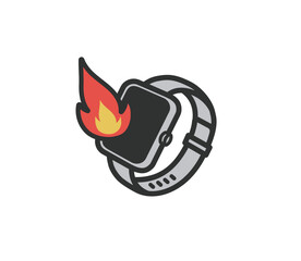 スマートウォッチ　発火事故のアイコンイラスト
