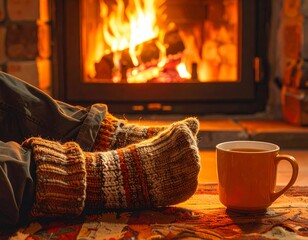 Cozy Evening by the Fireplace.