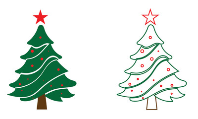 Christmas tree icons. Isolated on white background. Vector illustration. EPS 10