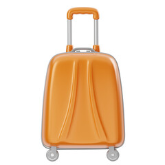 Orange Hardshell Rolling Travel Luggage with Silver Handle and Wheels on Transparent Background