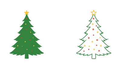 Christmas tree icons. Isolated on white background. Vector illustration. EPS 10