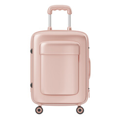 Rose Gold Rolling Luggage Suitcase With Telescopic Handle And Wheels Isolated On Transparent Background Ideal For Travel And Holidays