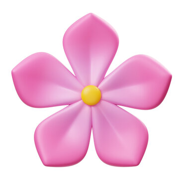Pink Vinka Flower With Yellow Center On Transparent Background