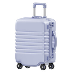 Light Purple Hardshell Travel Suitcase With Silver Telescopic Handle And Four Black Wheels Isolated On Black Background Studio Shot
