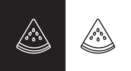 Minimalist Watermelon Slice Vector Icon in Black and White Line Art Style