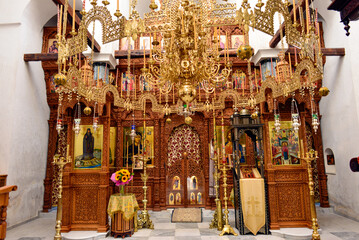 Obraz premium Innenansicht der Kirche im Alten Kloster Agios Dionysios in Litochoro, Griechenland