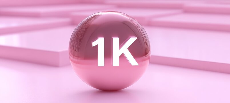 Vibrant and Shiny 1K Subscriber Celebration Design Element, Digital Art for Social Media Success