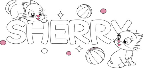 Cute Fluffy Kittens with Soft 3D Letters – Adorable Pastel Cat Illustration for Nursery and Kids Design