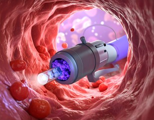 Medical device inside a blood vessel