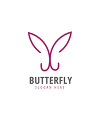 Beautiful butterfly logo design for spa nature wellness and beauty brands, lineart butterfly logo design	