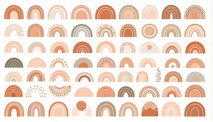A Collection of Bohemian-Inspired Rainbow Illustrations with Earthy Tones