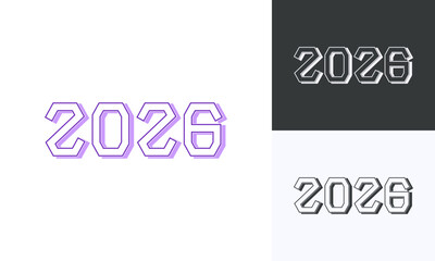 Modern 2026 Vector Logo, Clean Bold Typeface for New Year Branding and Identity