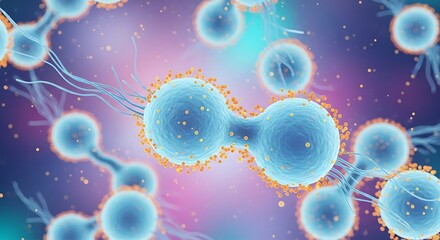 Microscopic View of Cell Division with Delicate Fibrils and Bright Highlights for Scientific Visualization and Medical Research
