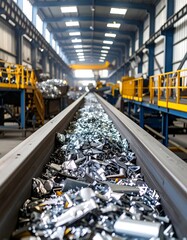 Metal scrap on a conveyor belt in a large factory (1)