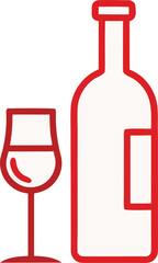 Elegant and Minimal Red Wine Bottle and Glass Vector