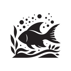 fish underwater vector silhouette clip art logo design illustration