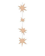 Simple and cute star garland element from recycling cardboard paper. Christmas string carton stars DIY project. Vector isolated illustration.