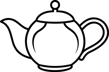 Elegant Teapot for Brewing Tea Outline Graphic