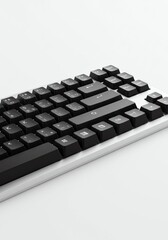 Black Computer Keyboard with White Background Modern Office Equipment