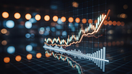 Dynamic financial chart displaying upward trends, signaling growth and investment opportunities in a modern, data-driven economy, perfect for business presentations