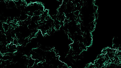 Dark abstract digital background with glowing green electric smoke texture. Plasma energy veins or lightning flow. Futuristic and mysterious visual effect with depth and light contrast.