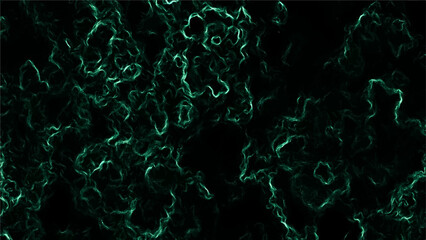Dark abstract digital background with glowing green electric smoke texture. Plasma energy veins or lightning flow. Futuristic and mysterious visual effect with depth and light contrast.