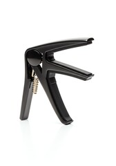 Obraz premium Black Handheld Stapler with Metal Spring Mechanism on White Background