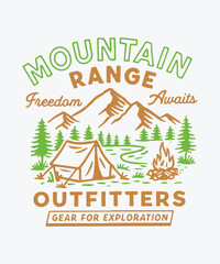 you will get vintage retro t shirt illustration, outdoor badge logo design