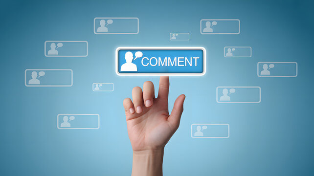 Engage with your audience by tapping the interactive 'Comment' button amidst digital social feedback icons
