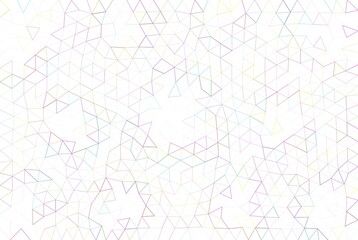 Geometric abstract texture with fine multicolor lines on white background. Modern minimalist design illustrating digital network connection and structured creativity.