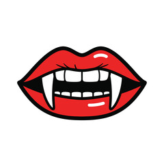 Naklejka premium Vampire Lips with Fangs - Spooky Halloween Mouth Illustration