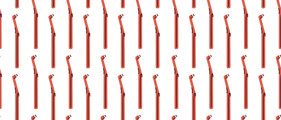 Fototapeta premium Seamless pattern with red end-tuft toothbrush for cleaning braces and dental implants. Repetitive background with special orthodontic tool for oral hygiene and hard-to-reach places.
